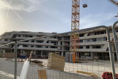 Poreč, residential and commercial building under construction with apartments and underground garages