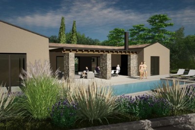 Sale - construction land with a project for building a single-story villa, Žminj V1