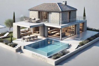 Building land, 560m2, with unfinished building for sale!