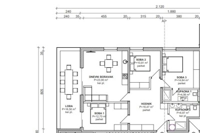 Banjole! Trosoban stan u novogradnji!  5 minuta do mora i Marine.