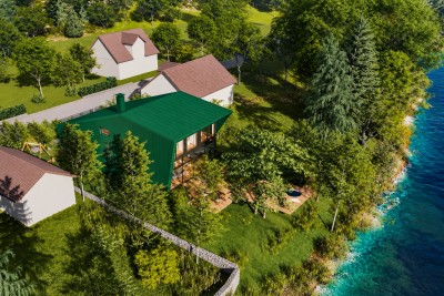 Gorski Kotar, Brod na Kupi – Baugrundstück an der Kupa mit Projekt und Baugenehmigung