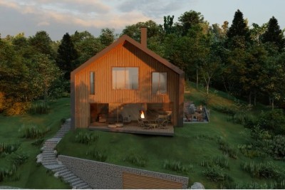 Gorski Kotar, Tuk Mrkopaljski – Building plot with construction permit and project for a modern holiday home
