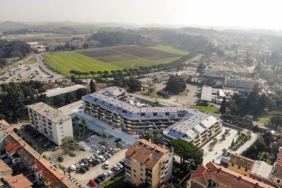 Poreč, residential and commercial building under construction with apartments and underground garages