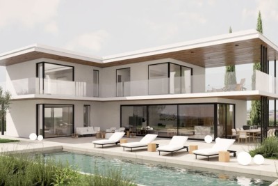 Kaštelir – moderna vila s bazenom in pogledom na morje