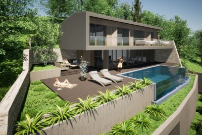 A newly built modern detached house with a swimming pool near Buje is for sale