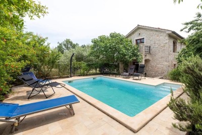 Marčana. Two stone houses with a swimming pool.