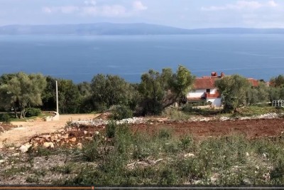 Labin, okolica, zemljište sa dozvolom za gradnju Ville sa pogledom na more